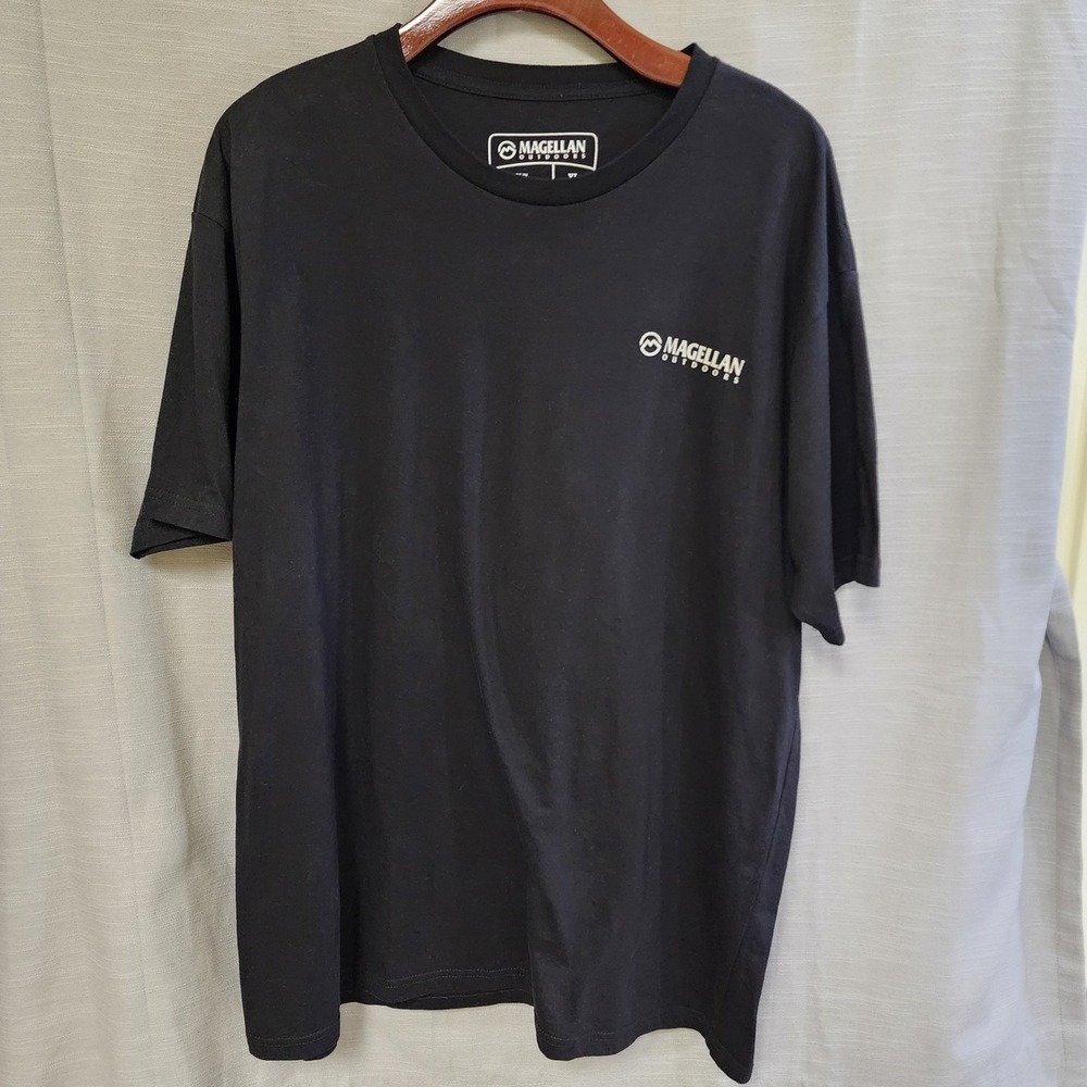 Magellan Outdoors Mens XL Black Camping Graphic T-Shirt Short Sleeve Crew Neck